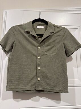 abercrombie kids sage ribbed button-up shirt